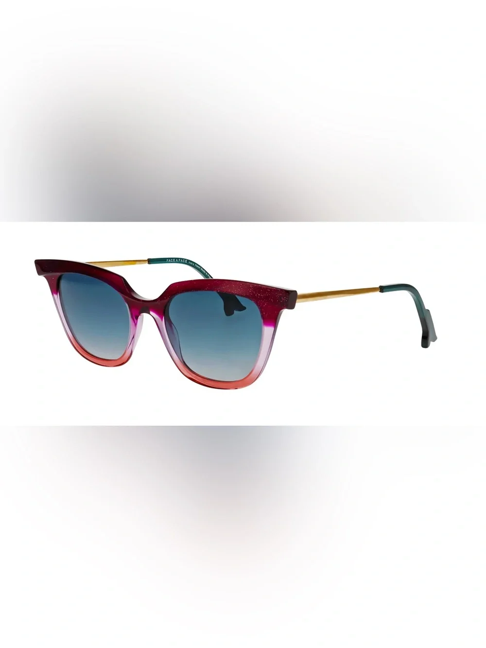 58. NEW FACE A FACE Gradient Pink-Red Cat-Eye Sunglasses with Blue Lenses